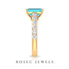 3 CT Swiss Blue Topaz Solitaire with Moissanite Side Stone Ring Swiss Blue Topaz - ( AAA ) - Quality - Rosec Jewels