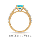 3 CT Swiss Blue Topaz Solitaire with Moissanite Side Stone Ring Swiss Blue Topaz - ( AAA ) - Quality - Rosec Jewels