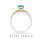 6X8 MM Emerald Cut Swiss Blue Topaz Solitaire with Diamond Two Tone Ring Swiss Blue Topaz - ( AAA ) - Quality - Rosec Jewels