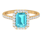 Stunning Swiss Blue Topaz and Diamond Engagement Ring Swiss Blue Topaz - ( AAA ) - Quality - Rosec Jewels