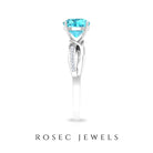 1.50 CT Two Tone Cushion Cut Swiss Blue Topaz Solitaire with Diamond Split Shank Ring Swiss Blue Topaz - ( AAA ) - Quality - Rosec Jewels