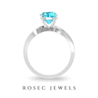 1.50 CT Two Tone Cushion Cut Swiss Blue Topaz Solitaire with Diamond Split Shank Ring Swiss Blue Topaz - ( AAA ) - Quality - Rosec Jewels