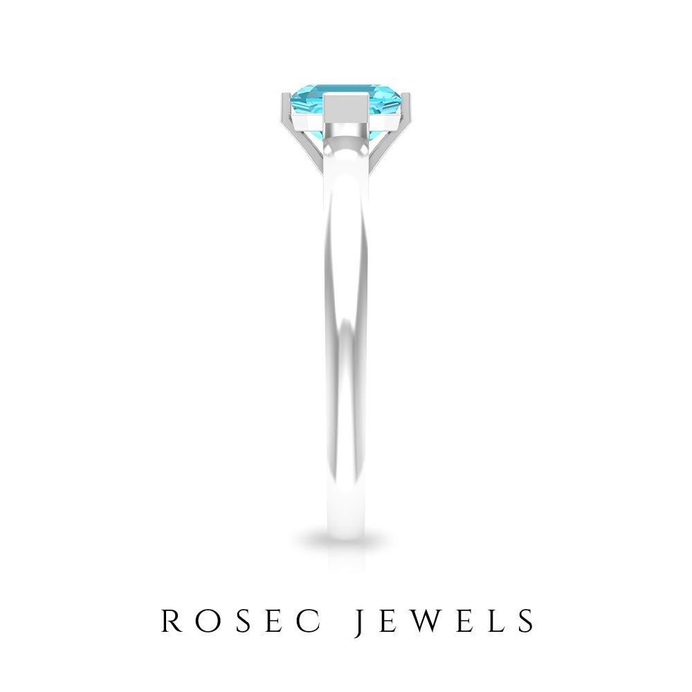 1.25 CT Asscher Cut Swiss Blue Topaz Solitaire Ring in Two Tone Gold Swiss Blue Topaz - ( AAA ) - Quality - Rosec Jewels