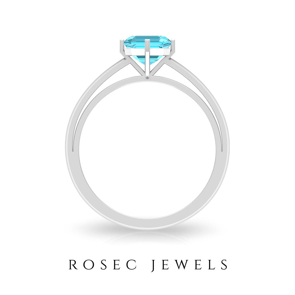 1.25 CT Asscher Cut Swiss Blue Topaz Solitaire Ring in Two Tone Gold Swiss Blue Topaz - ( AAA ) - Quality - Rosec Jewels