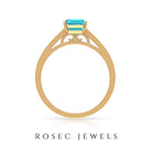 6X8 MM Emerald Cut Shaped Swiss Blue Topaz Solitaire with Diamond Side Stone Ring Swiss Blue Topaz - ( AAA ) - Quality - Rosec Jewels