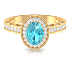 2 CT Vintage Engagement Ring with Swiss Blue Topaz and Diamond Swiss Blue Topaz - ( AAA ) - Quality - Rosec Jewels