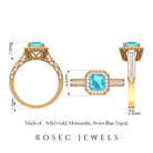 Asscher Cut Swiss Blue Topaz and Moissanite Engagement Ring Swiss Blue Topaz - ( AAA ) - Quality - Rosec Jewels