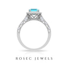 Asscher Cut Swiss Blue Topaz and Moissanite Engagement Ring Swiss Blue Topaz - ( AAA ) - Quality - Rosec Jewels