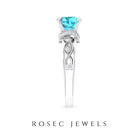 Cushion Cut Swiss Blue Topaz Solitaire Ring with Diamond Accents and Milgrain Details Swiss Blue Topaz - ( AAA ) - Quality - Rosec Jewels