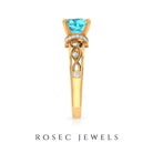 Cushion Cut Swiss Blue Topaz Solitaire Ring with Diamond Accents and Milgrain Details Swiss Blue Topaz - ( AAA ) - Quality - Rosec Jewels