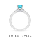 Swiss Blue Topaz Solitaire Ring with Diamond Accent and Milgrain Details Swiss Blue Topaz - ( AAA ) - Quality - Rosec Jewels