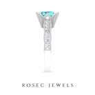 2.50 CT Swiss Blue Topaz and Diamond Vintage Engagement Ring Swiss Blue Topaz - ( AAA ) - Quality - Rosec Jewels