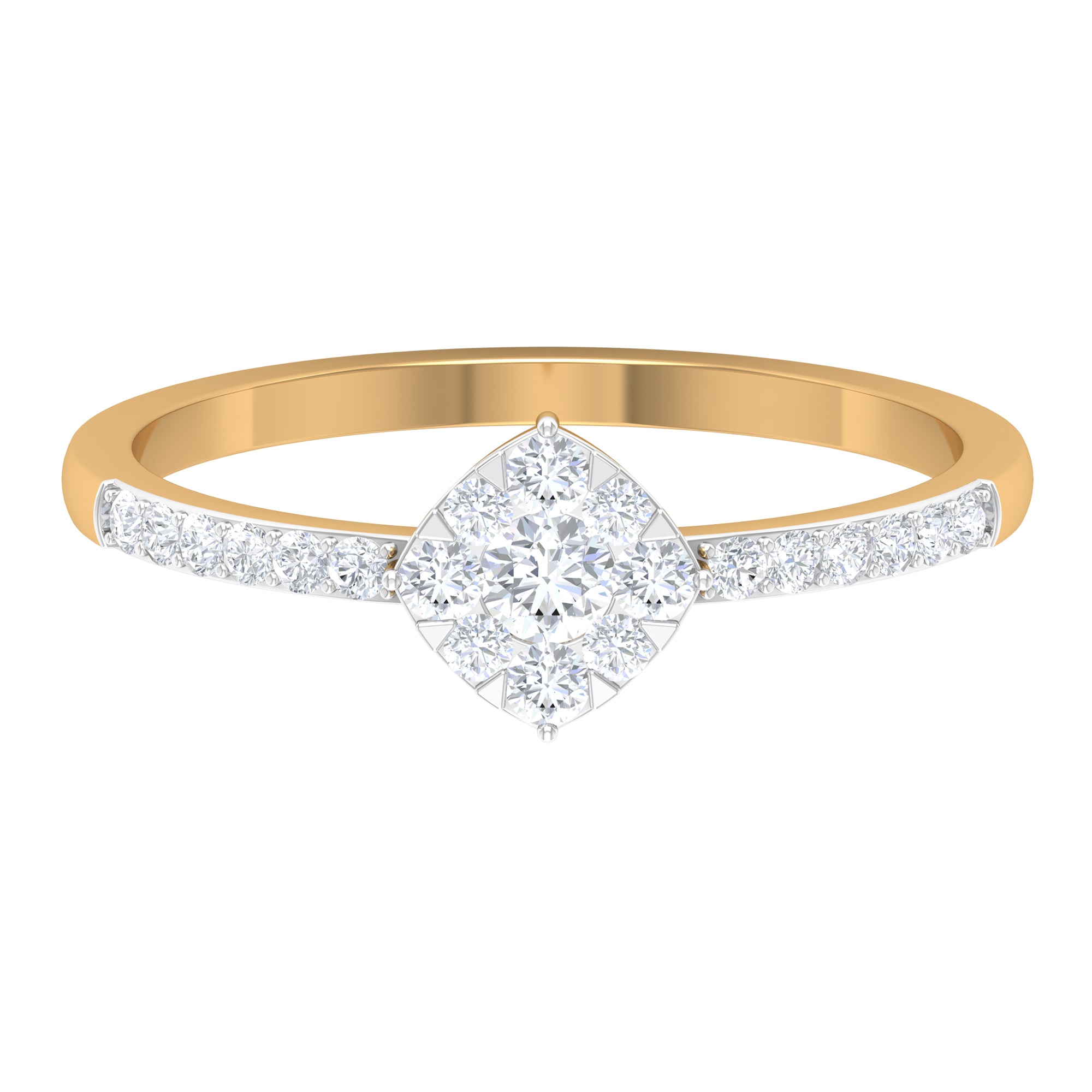 1/2 CT Diamond Engagement Ring in Illusion Setting with Two Tone Gold Diamond - ( HI-SI ) - Color and Clarity - Rosec Jewels