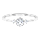 1/4 CT Solitaire Diamond Ring in Beaded Bezel Setting Diamond - ( HI-SI ) - Color and Clarity - Rosec Jewels