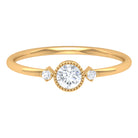 1/4 CT Solitaire Diamond Ring in Beaded Bezel Setting Diamond - ( HI-SI ) - Color and Clarity - Rosec Jewels