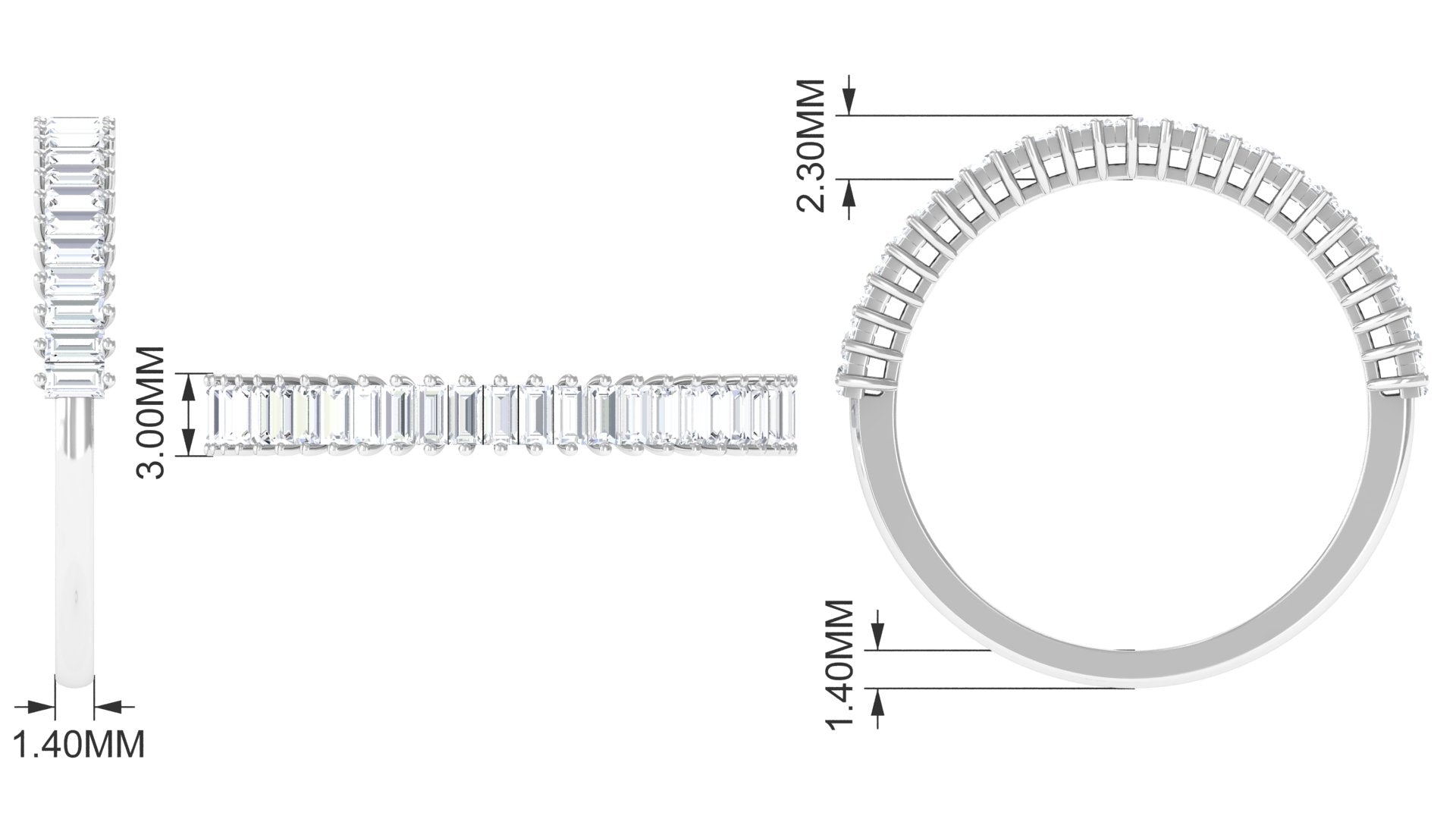 3/4 CT Natural Diamond Half Eternity Ring in Gold Diamond - ( HI-SI ) - Color and Clarity - Rosec Jewels