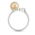 Golden South Sea Pearl and Diamond Cuff Engagement Ring South Sea Pearl - ( AAA ) - Quality - Rosec Jewels