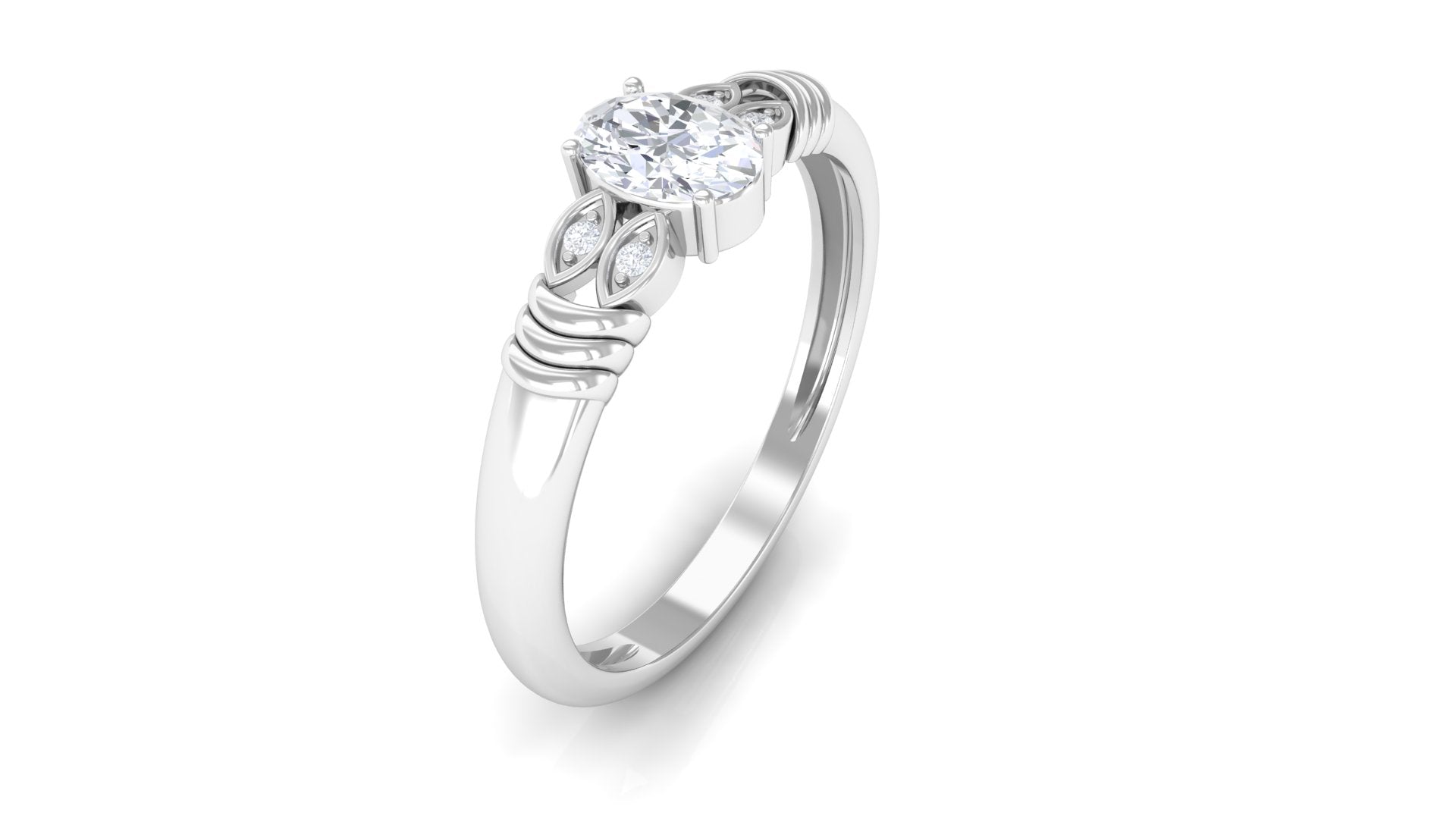 Oval Cut Real Diamond Solitaire Engagement Ring Diamond - ( HI-SI ) - Color and Clarity - Rosec Jewels