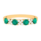 1 CT Elegant Emerald and Diamond Half Eternity Ring Emerald - ( AAA ) - Quality - Rosec Jewels