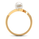 Freshwater Pearl Solitaire Bypass Engagement Ring with Diamond Accent Freshwater Pearl - ( AAA ) - Quality - Rosec Jewels