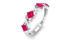 3/4 Carat Ruby Princess Half Eternity Band in Gold Ruby - ( AAA ) - Quality - Rosec Jewels