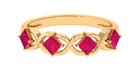 3/4 Carat Ruby Princess Half Eternity Band in Gold Ruby - ( AAA ) - Quality - Rosec Jewels