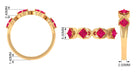 3/4 Carat Ruby Princess Half Eternity Band in Gold Ruby - ( AAA ) - Quality - Rosec Jewels