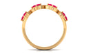 3/4 Carat Ruby Princess Half Eternity Band in Gold Ruby - ( AAA ) - Quality - Rosec Jewels