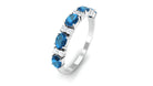 Oval London Blue Topaz East West Half Eternity Ring with Diamond London Blue Topaz - ( AAA ) - Quality - Rosec Jewels