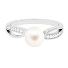 3 CT Freshwater Pearl Solitaire Ring with Diamond Infinity Shank Freshwater Pearl - ( AAA ) - Quality - Rosec Jewels