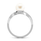 3 CT Freshwater Pearl Solitaire Ring with Diamond Infinity Shank Freshwater Pearl - ( AAA ) - Quality - Rosec Jewels