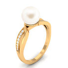 3 CT Freshwater Pearl Solitaire Ring with Diamond Infinity Shank Freshwater Pearl - ( AAA ) - Quality - Rosec Jewels