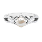 Freshwater Pearl and Diamond Crossover Engagement Ring Freshwater Pearl - ( AAA ) - Quality - Rosec Jewels