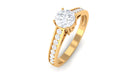 1 CT Prong Set Round Zircon Engagement Ring with Side Stones Zircon - ( AAAA ) - Quality - Rosec Jewels