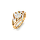 Round Zircon Statement Engagement Ring in Gold Zircon - ( AAAA ) - Quality - Rosec Jewels