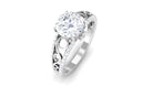 Solitaire Zircon Designer Engagement Ring in Gold Zircon - ( AAAA ) - Quality - Rosec Jewels