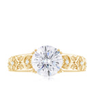 2.25 CT Double Prong Set Zircon Gold Flower Engagement Ring Zircon - ( AAAA ) - Quality - Rosec Jewels