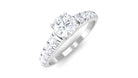 1 CT Round Cubic Zirconia Side Stone Engagement Ring Zircon - ( AAAA ) - Quality - Rosec Jewels