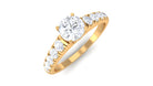 1 CT Round Cubic Zirconia Side Stone Engagement Ring Zircon - ( AAAA ) - Quality - Rosec Jewels