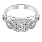 Zircon Vintage Inspired Halo Engagement Ring Zircon - ( AAAA ) - Quality - Rosec Jewels