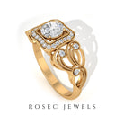 Zircon Vintage Inspired Halo Engagement Ring Zircon - ( AAAA ) - Quality - Rosec Jewels