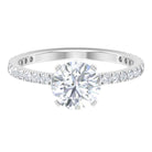 2.75 CT Zircon Solitaire Engagement Ring with Side Stones Zircon - ( AAAA ) - Quality - Rosec Jewels