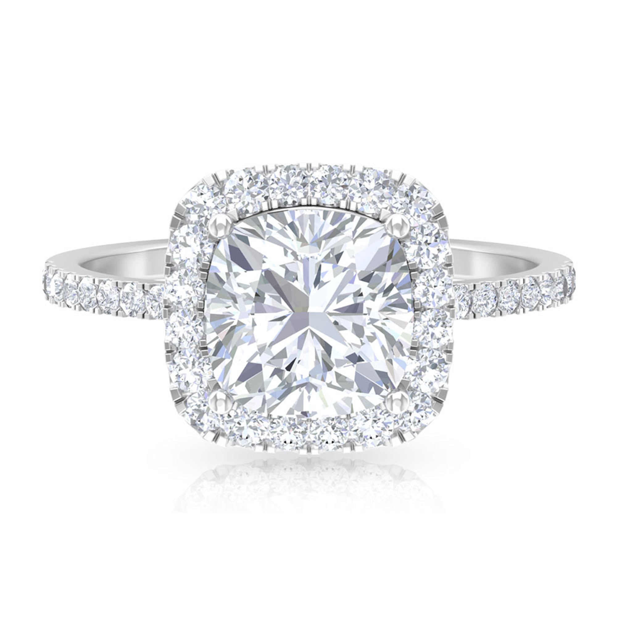 4.25 CT Cushion Cut Zircon Engagement Ring with Halo Zircon - ( AAAA ) - Quality - Rosec Jewels