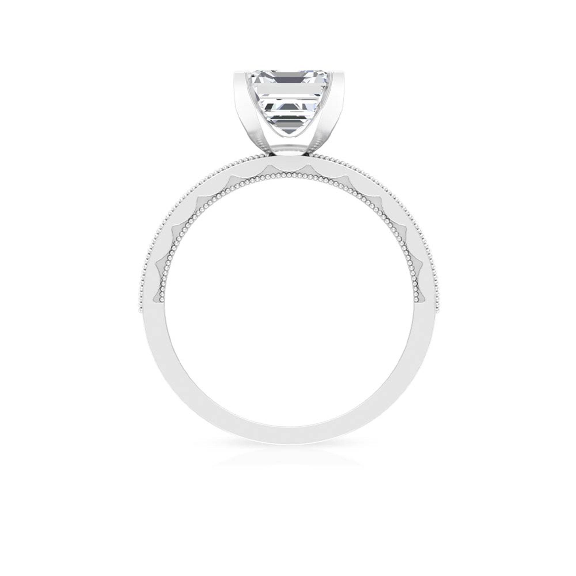 Asscher Cut Zircon Solitaire Engagement Ring Zircon - ( AAAA ) - Quality - Rosec Jewels