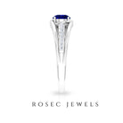 1 CT Created Blue Sapphire and Diamond Classic Engagement Ring Lab Created Blue Sapphire - ( AAAA ) - Quality - Rosec Jewels