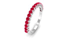 1 CT Round Shape Lab Grown Ruby and Diamond Semi Eternity Ring Lab Created Ruby - ( AAAA ) - Quality - Rosec Jewels