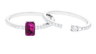 2.75 CT Emerald Cut Rhodolite and Diamond Stackable Ring Set Rhodolite - ( AAA ) - Quality - Rosec Jewels