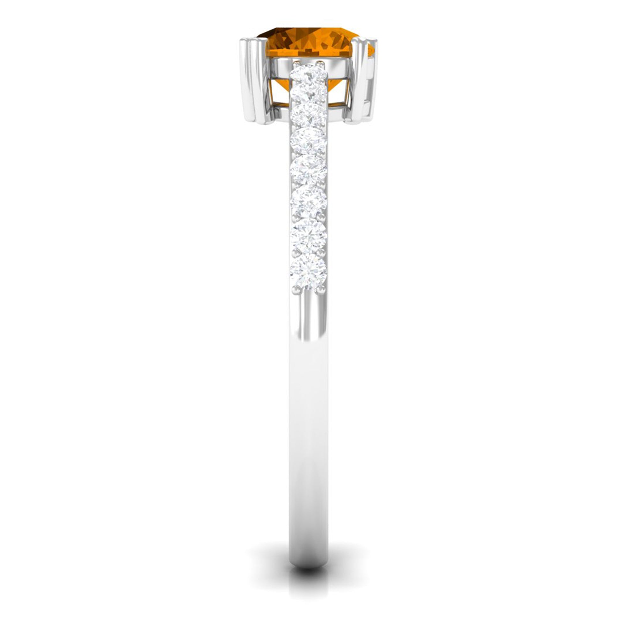 1 CT Citrine Solitaire Promise Ring with Diamond Side Stones Citrine - ( AAA ) - Quality - Rosec Jewels