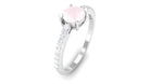 1 CT Rose Quartz Solitaire Promise Ring with Diamond Accent Rose Quartz - ( AAA ) - Quality - Rosec Jewels