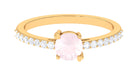 1 CT Rose Quartz Solitaire Promise Ring with Diamond Accent Rose Quartz - ( AAA ) - Quality - Rosec Jewels